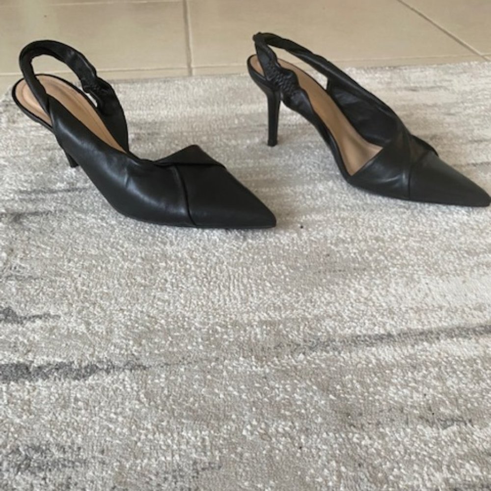 BLACK ERIKA CAVALLINI ITALAIN LEATHER HEELS SIZE 38 BRAND NEW NEVER WORN 3 INCH